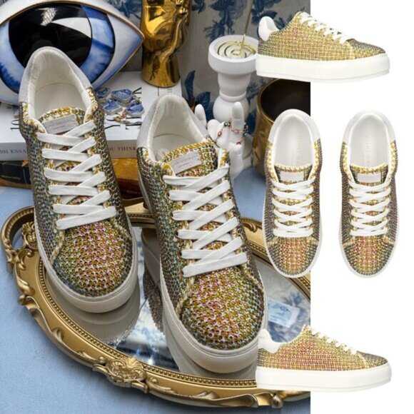 🆕 KURT GEIGER LONDON 🧿 NWOB Laney Rainbow Crystal Platform Sneaker Sz 38 US7.5 - Picture 1 of 13